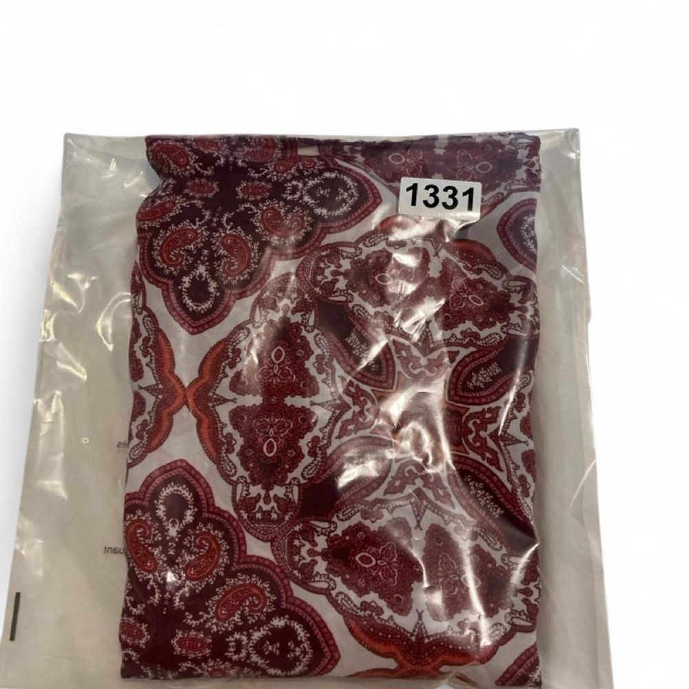 Lily White Cold Shoulder Top Women M Burgundy Medallion Paisley Lace Up - Picture 7 of 7